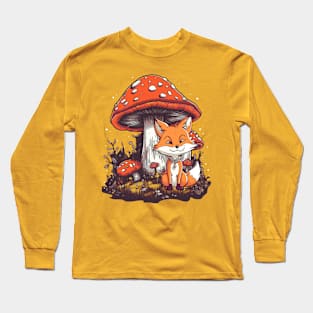 Fox under mushrooms Long Sleeve T-Shirt